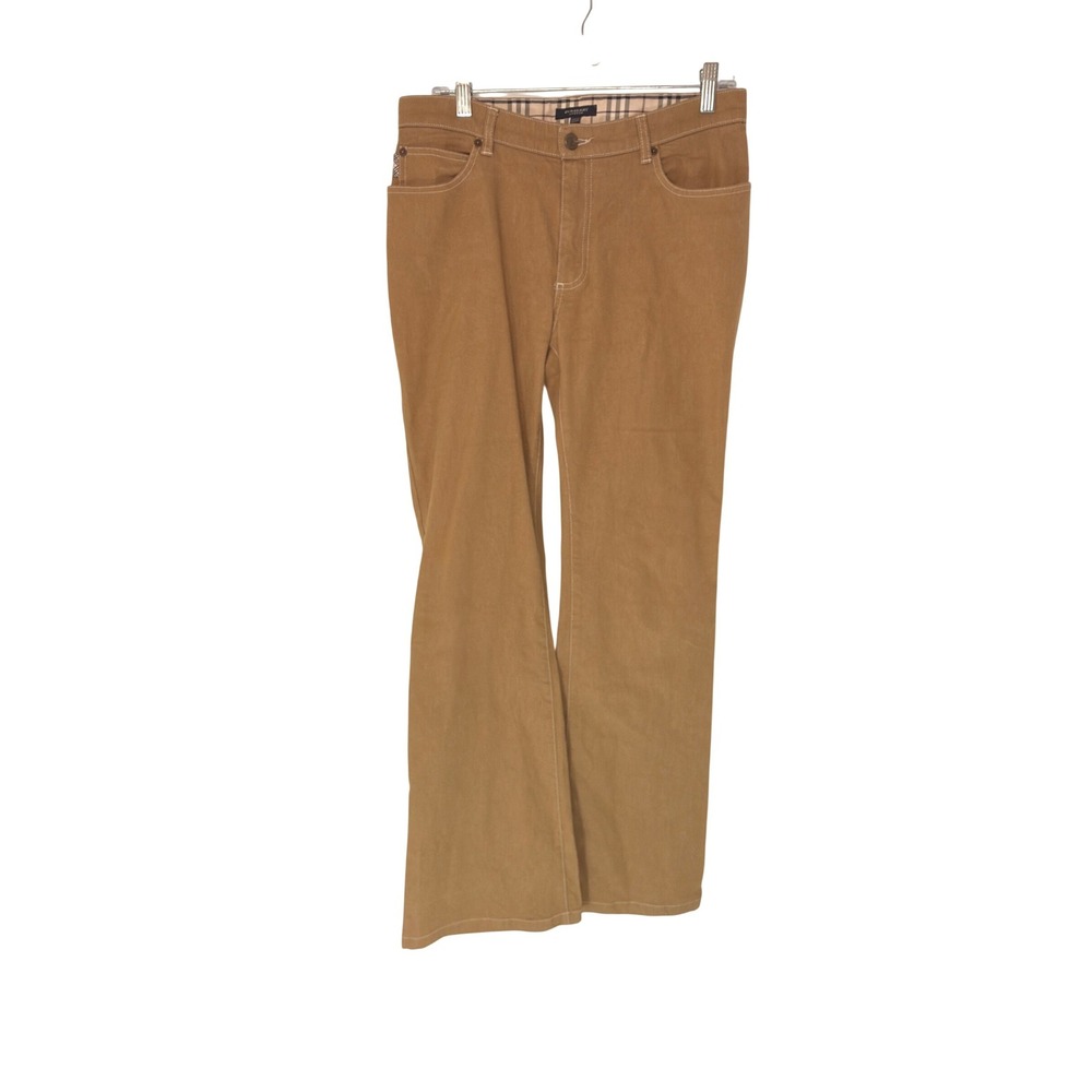 Burberry Bootcut Pants Women's Tan Khaki Casual Basic Cotton Blend Size 8